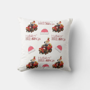 Christmas Throw Pillow, Vintage Santa Blessings Cushion
