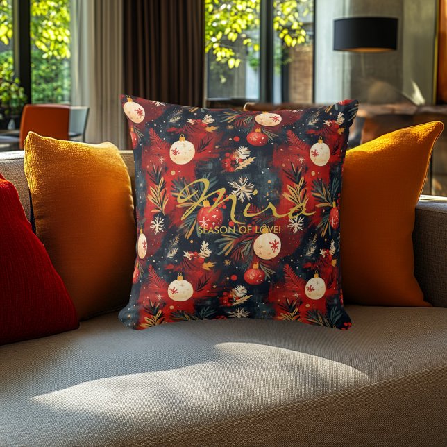 Christmas Throw Pillow with Festive Design & Quote (Creator Uploaded)