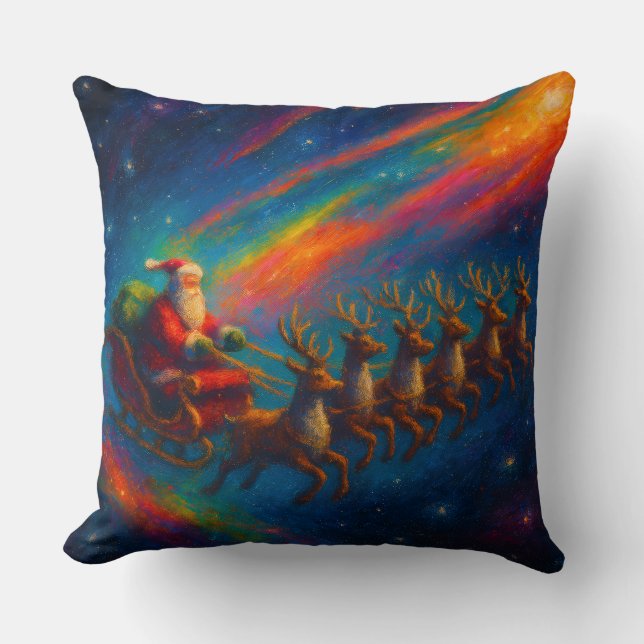 Christmas Throw Pillows - Santa & Reindeer Design  (Front)
