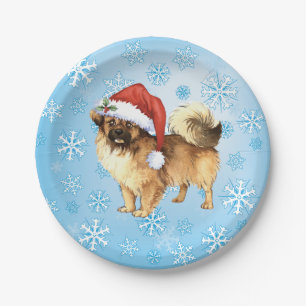 Christmas Tibetan Spaniel Paper Plate