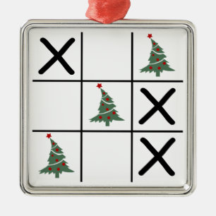 Christmas Tic Tac Toe Metal Ornament