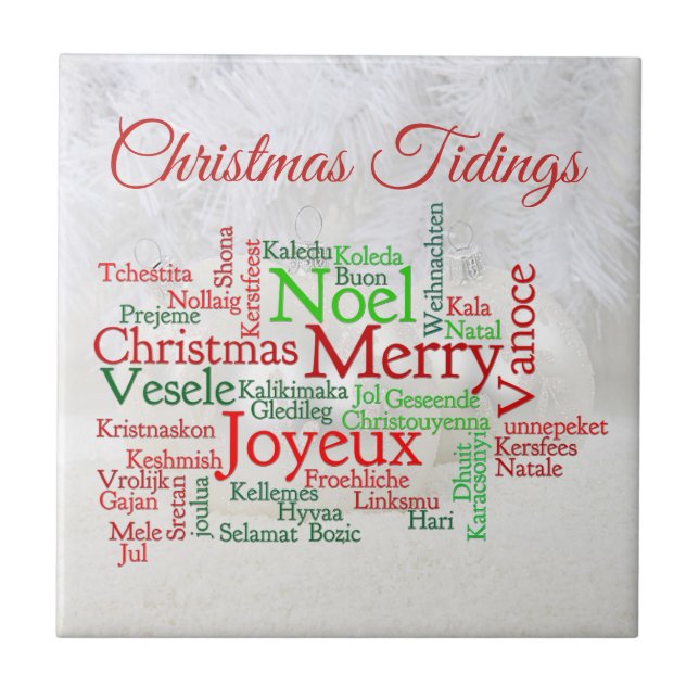 Christmas Tidings Around The World Ceramic Tile (Front)