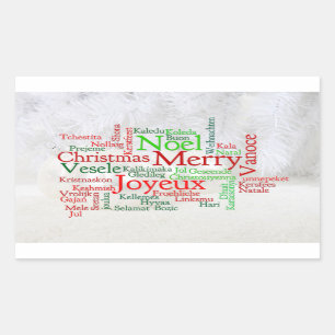 Christmas Tidings Around The World Rectangular Sticker