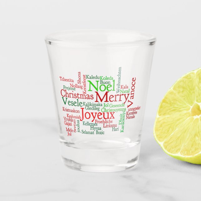 Christmas Tidings Around The World Shot Glass (Front)