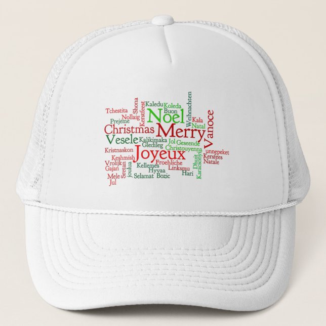 Christmas Tidings Around The World Trucker Hat (Front)