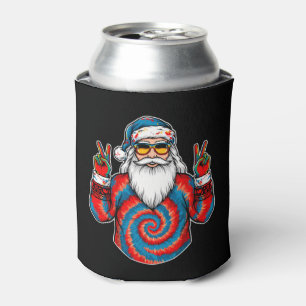 Christmas Tie Dye Santa Peace Sign Sunglasses Xmas Can Cooler