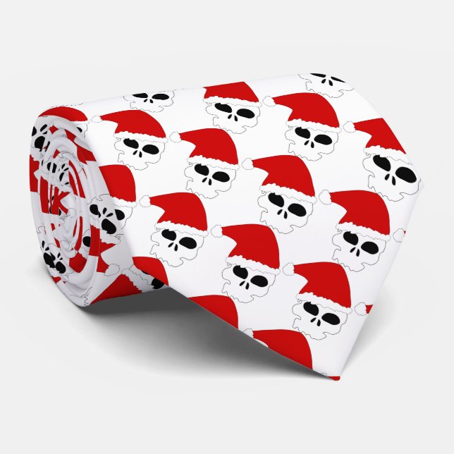 Christmas Tie/Santa Skulls Tie (Rolled)