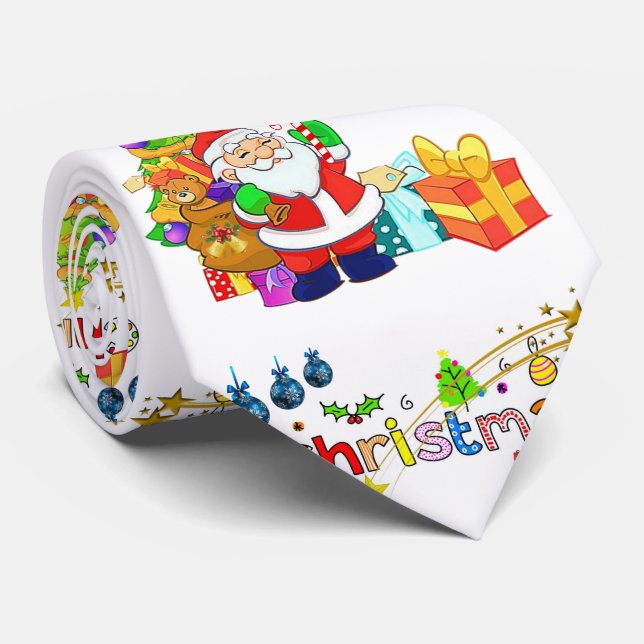 Christmas Tie, Santa Tie (Rolled)