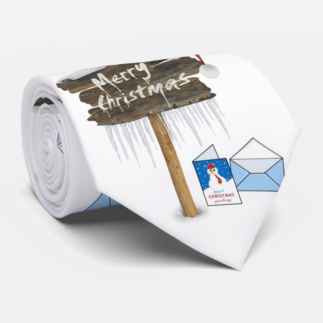 Christmas Tie, Snowman Tie (Rolled)