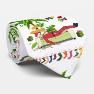Christmas Tie, Summer Beach Santa Tie
