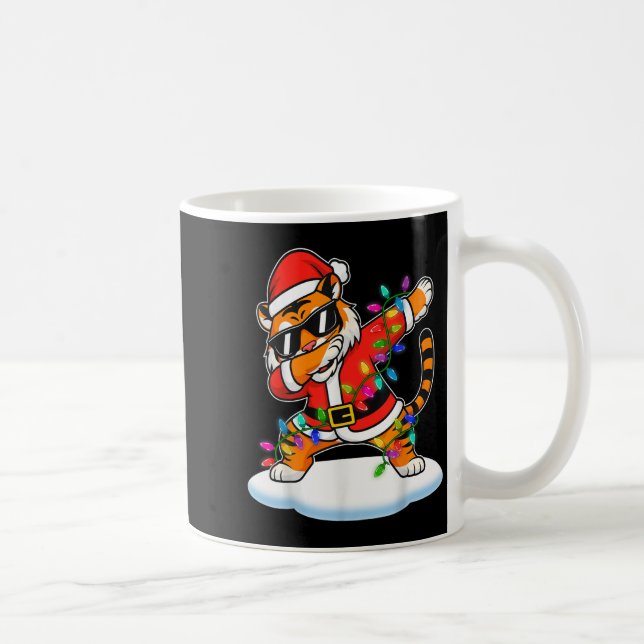 Christmas Tiger Dabbing Lights Santa Xmas For Men  Coffee Mug (Right)