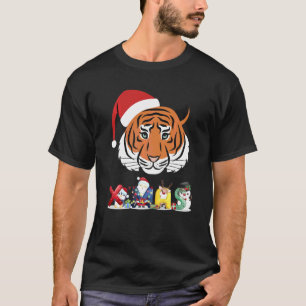 Christmas Tiger Face Tree Snow Pajama Xmas 2021 6 T-Shirt