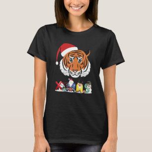 Christmas Tiger Face Tree Snow Pajama Xmas 2021  6 T-Shirt