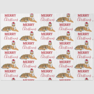 Christmas Tiger Funny Animal with Santa Hat  Tissue Paper