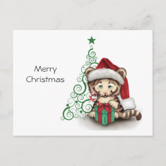 Christmas Tiger Holiday Postcard