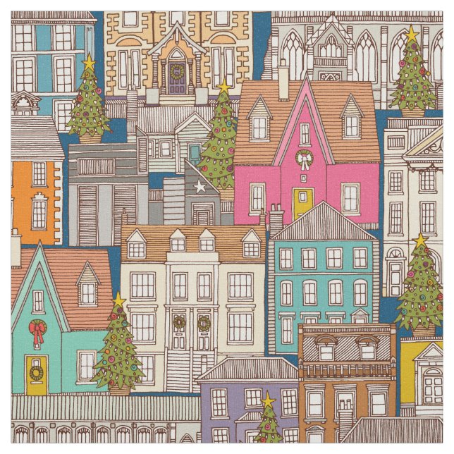 christmas time blue multi fabric (Swatch)