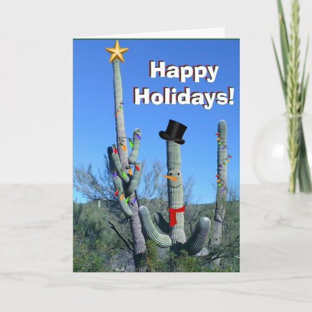Christmas Time Cacti - Holiday Card (Front)