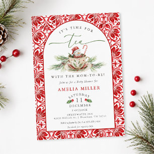 Christmas Time for Tea with the Mum-to-be Shower Invitation