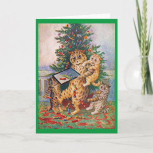 Christmas Time in Catland, Louis Wain Card