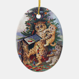 Christmas Time in Catland, Louis Wain Ceramic Ornament