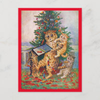 Christmas Time in Catland, Louis Wain Postcard