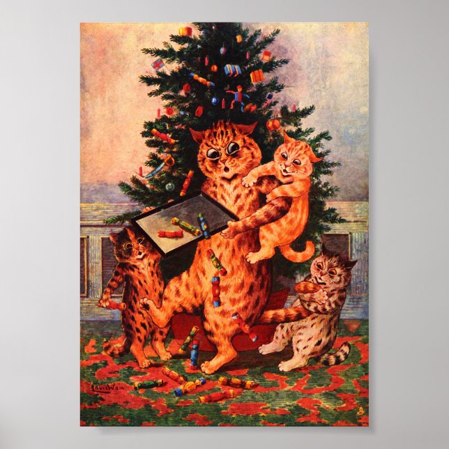 Christmas Time in Catland Louis Wain Poster (Front)