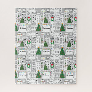 Christmas Time in the City Personalised Hand-Drawn Jigsaw Puzzle