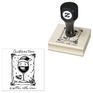 Christmas Time Is Better with Wine Rubber Stamp