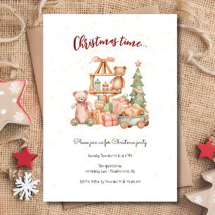Christmas time, kids toys and gifts party invitation