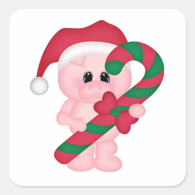 Christmas Time Pig Square Sticker (Front)