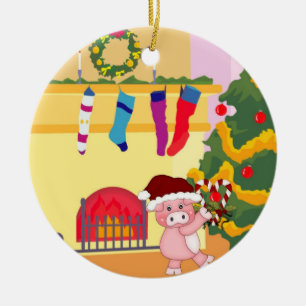 Christmas Time Piggy Ornament