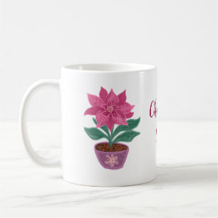 Christmas time Poinsettia in flower pot Mug