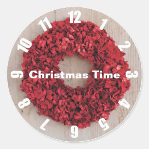 Christmas Time Red Wreath Postage Stickers