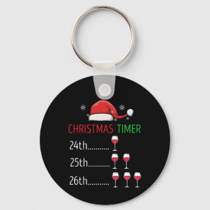 Christmas Timer Wine Countdown Funny Holiday Style Key Ring