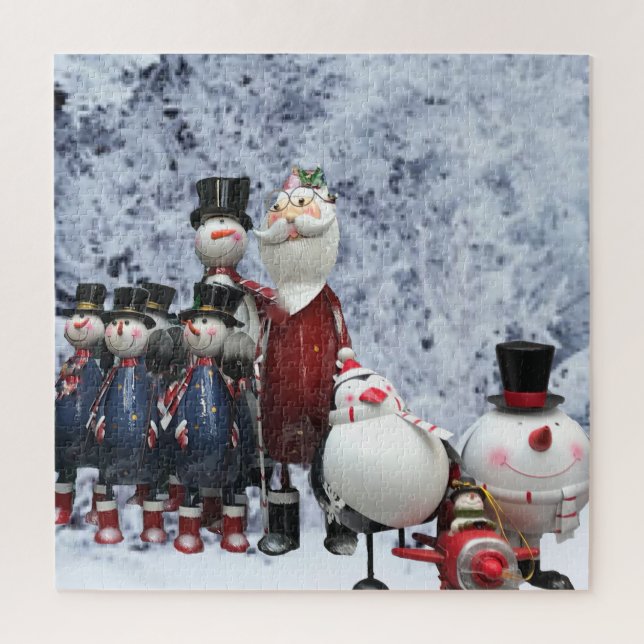 Christmas Tin Choir, with Santa, Snowman, Penguin Jigsaw Puzzle (Vertical)