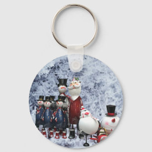 Christmas Tin Choir, with Santa, Snowman, Penguin Key Ring