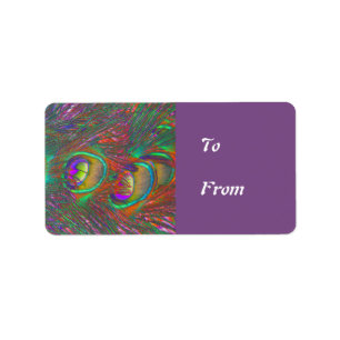 Christmas Tinsel Peacock Feather Present Tag Label