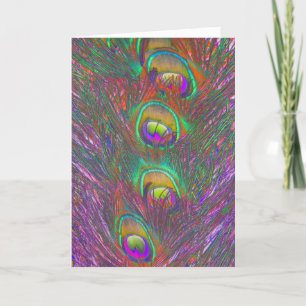 Christmas Tinsel Peacock Feathers Greeting Card