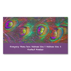 Christmas Tinsel Peacock Feathers Magnetic Business Card