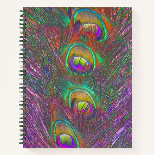 Christmas Tinsel Peacock Feathers Notebook (Front)