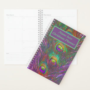 Christmas Tinsel Peacock Feathers Personalised Planner