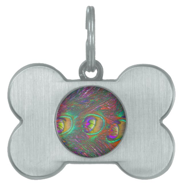 Christmas Tinsel Peacock Feathers Pet ID Tag (Front)