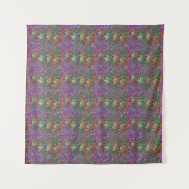 Christmas Tinsel Peacock Feathers Tapestry (Front (Horizontal))