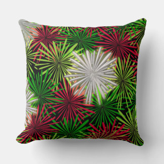 Christmas Tinsel PomPoms - Red, Green and White Cushion