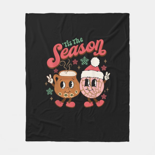 Christmas Tis The Season Mexican Concha Pan Dulce  Fleece Blanket (Front)