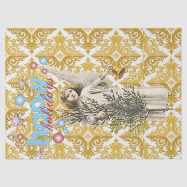 Christmas Tissue Paper Happy Holidays Angel (Front)