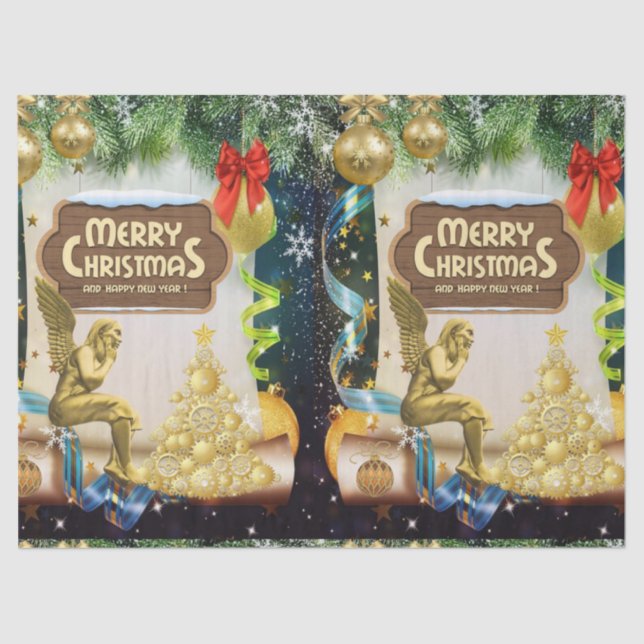 Christmas Tissue Paper, Merry Christmas, Angel Paper (Front)