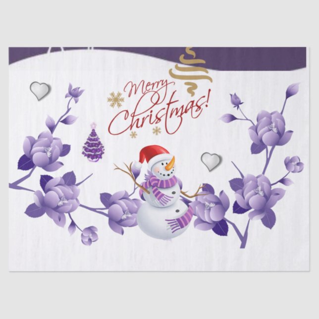 Christmas Tissue Paper, Merry Christmas, Snowman Tissue Paper (Front)