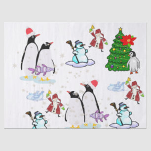 Christmas Tissue Paper Penguin Snowman Fish 