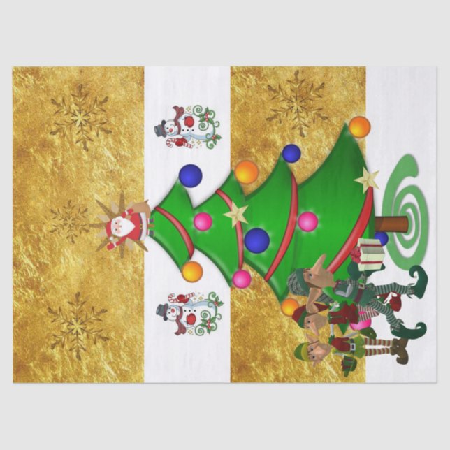 Christmas Tissue Paper Santa Elf Snowman (Front)